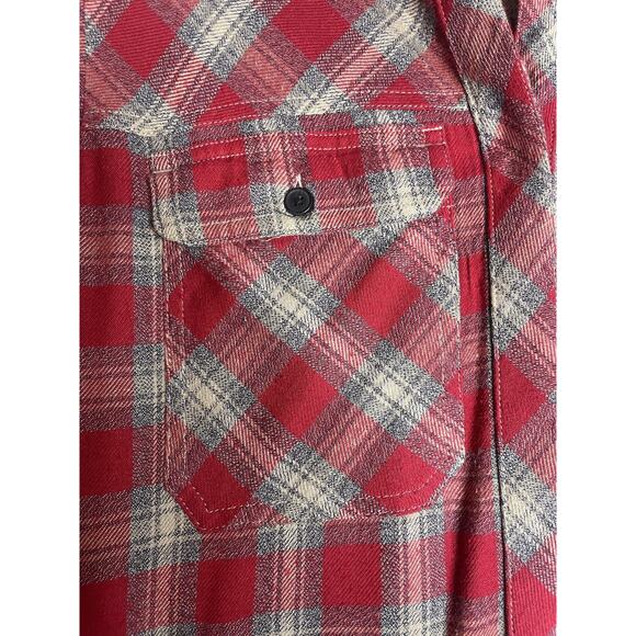Madewell Red Plaid Flannel Button Down Shirt Dress size xxs - Picture 4 of 6